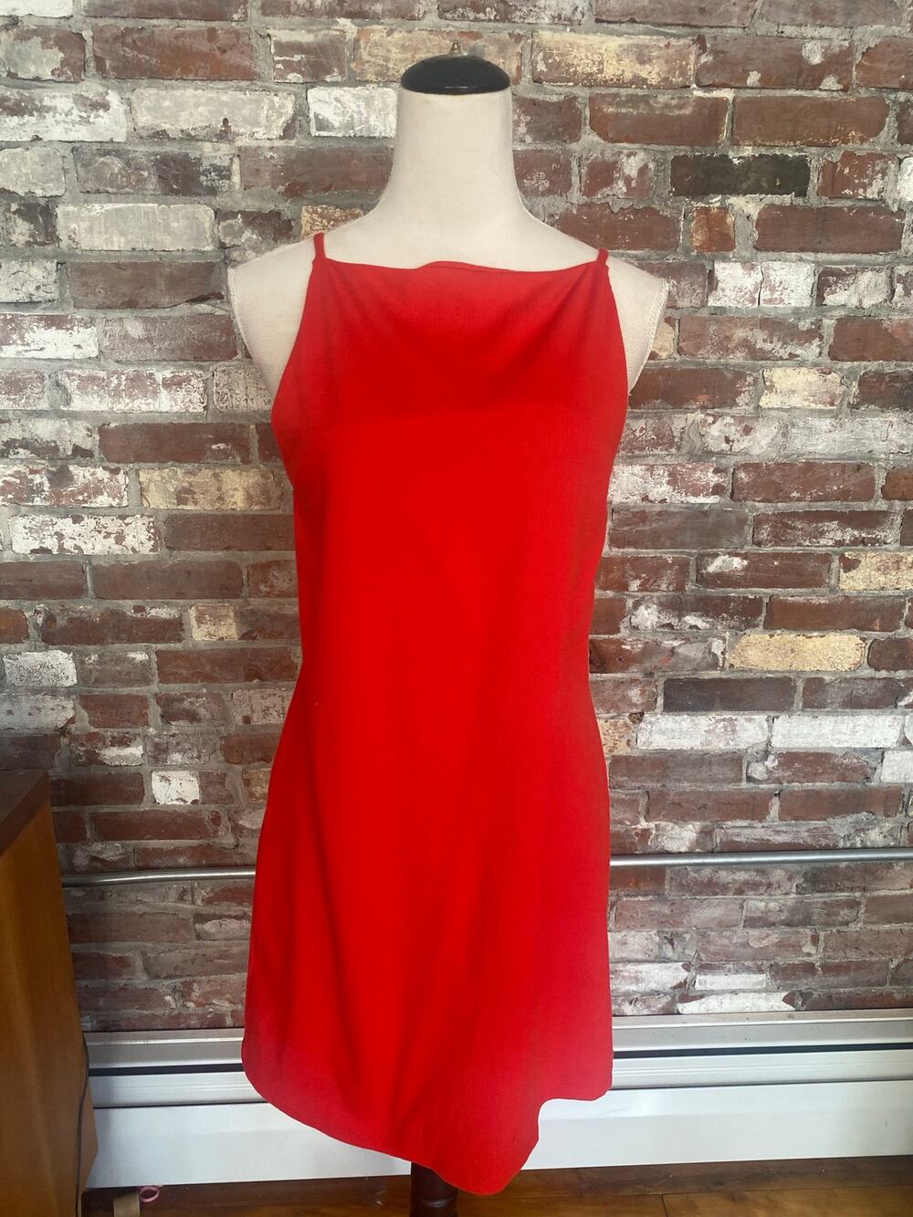 A New Day Women's Red Cowl Neck Sleeveless Mini Slip Dress Medium